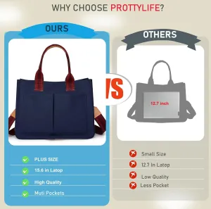 Travel Tote Bag for Women, Extra Large Laptop Work Bag 15.6" - Canvas Crossbody Handbag for Work, Travel Essentials‌