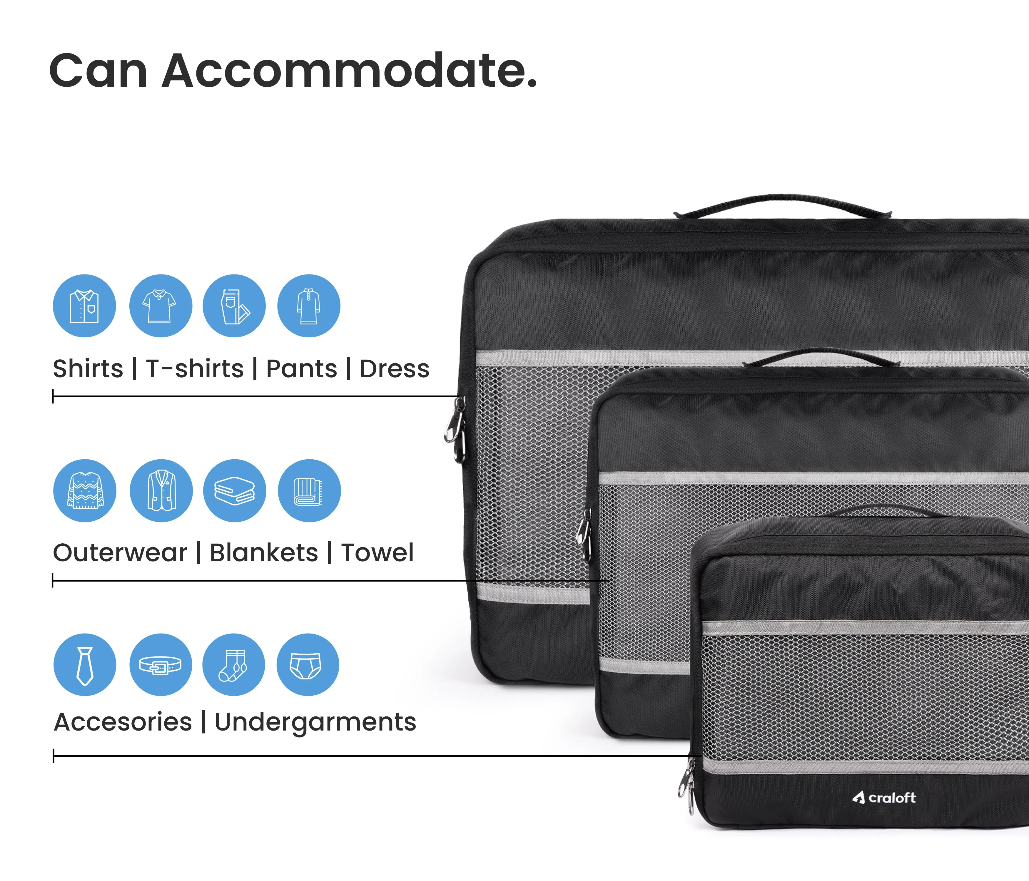 TravelFlexi Packing Cubes Travel Organizer (4 pcs)