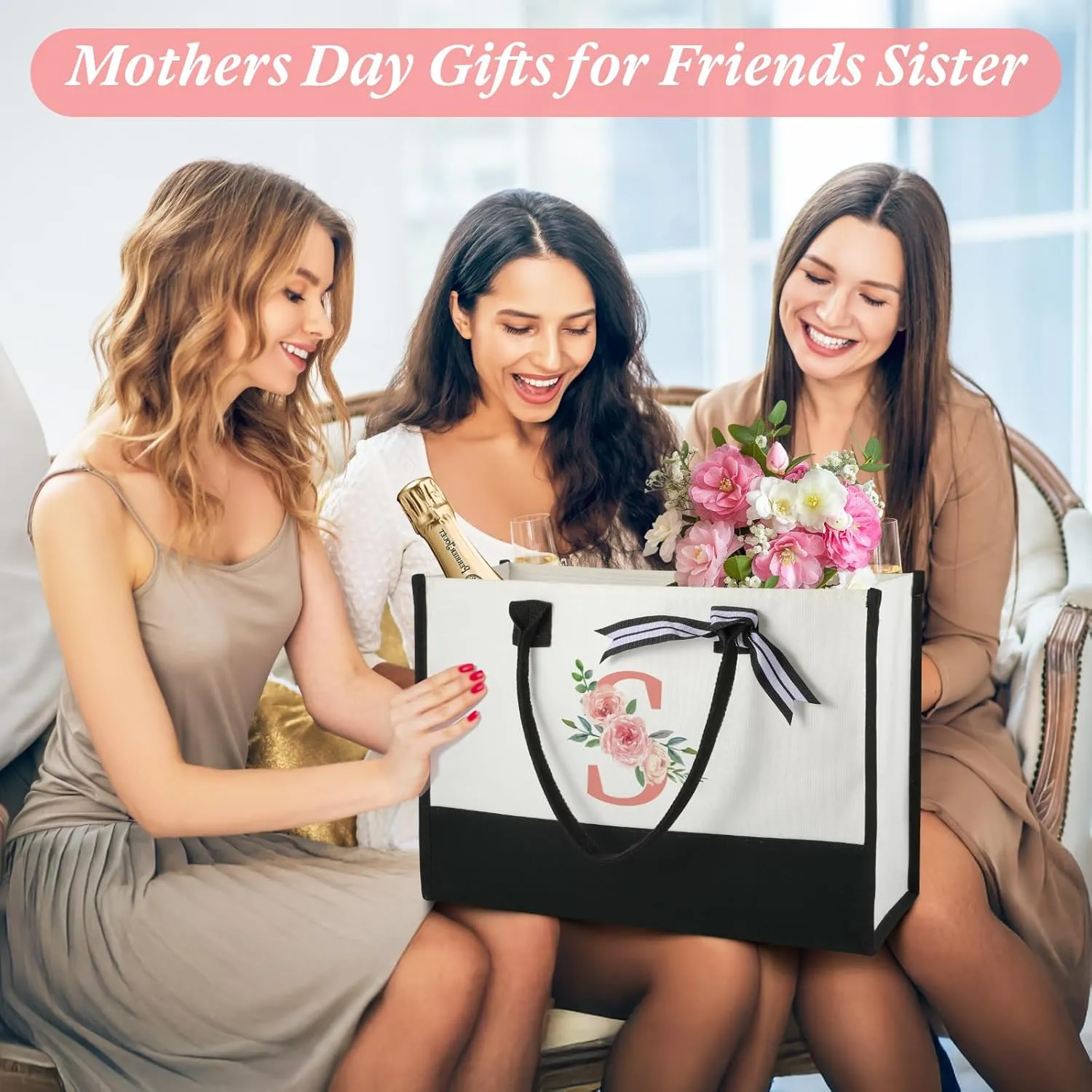TRSODD Birthday Gifts for Women Mothers Day Gifts for Mom Wife Grandma Daughter Sister Friends Female Tote Bag and Makeup Bag Set N