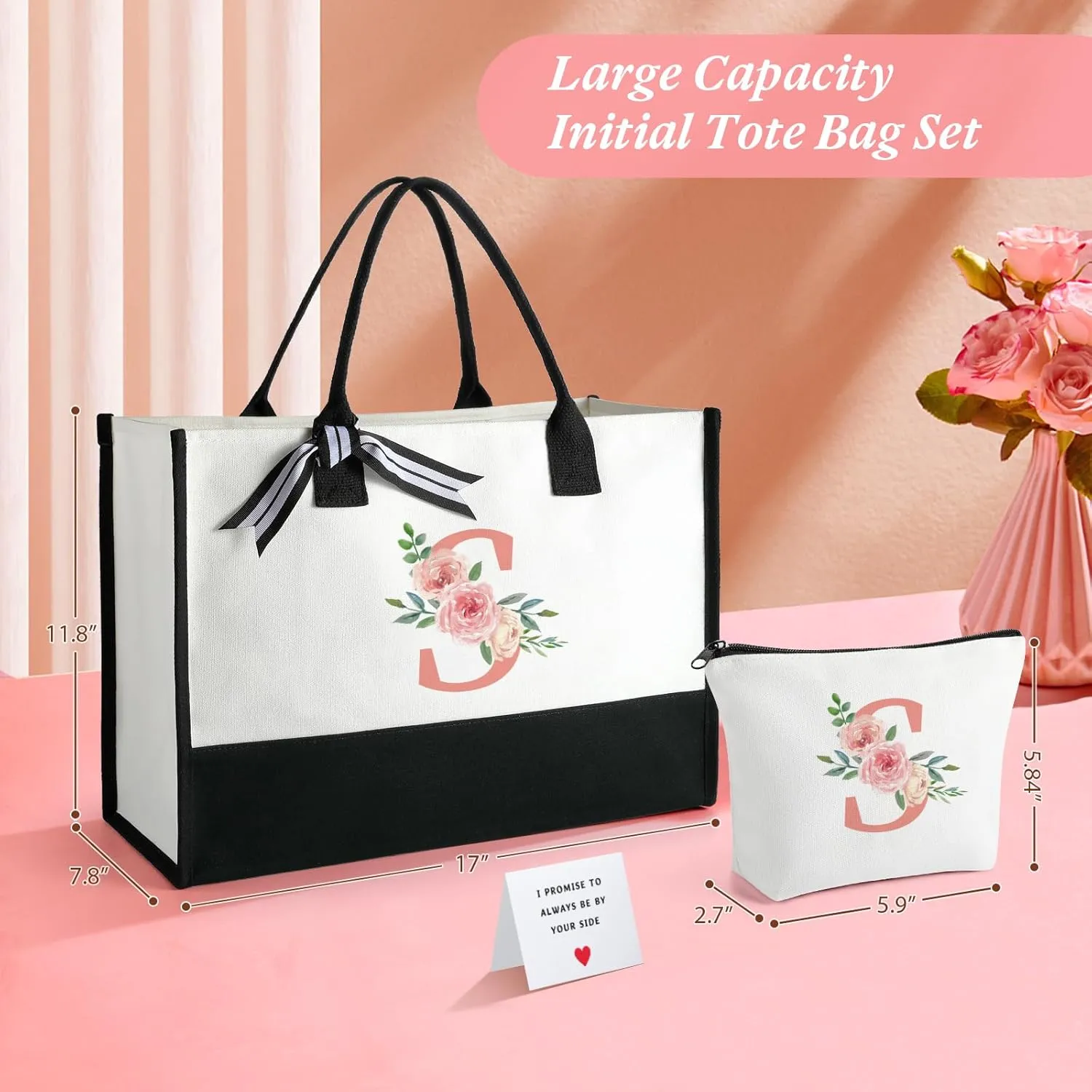 TRSODD Birthday Gifts for Women Mothers Day Gifts for Mom Wife Grandma Daughter Sister Friends Female Tote Bag and Makeup Bag Set N