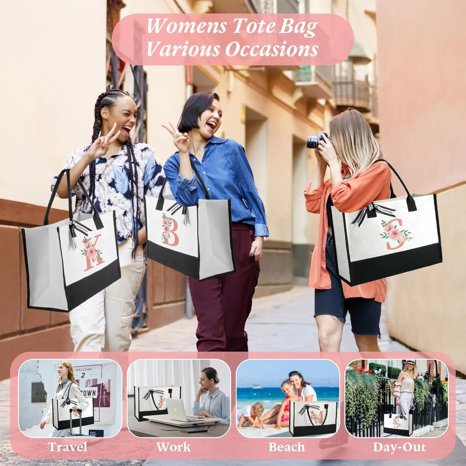 TRSODD Birthday Gifts for Women Mothers Day Gifts for Mom Wife Grandma Daughter Sister Friends Female Tote Bag and Makeup Bag Set N