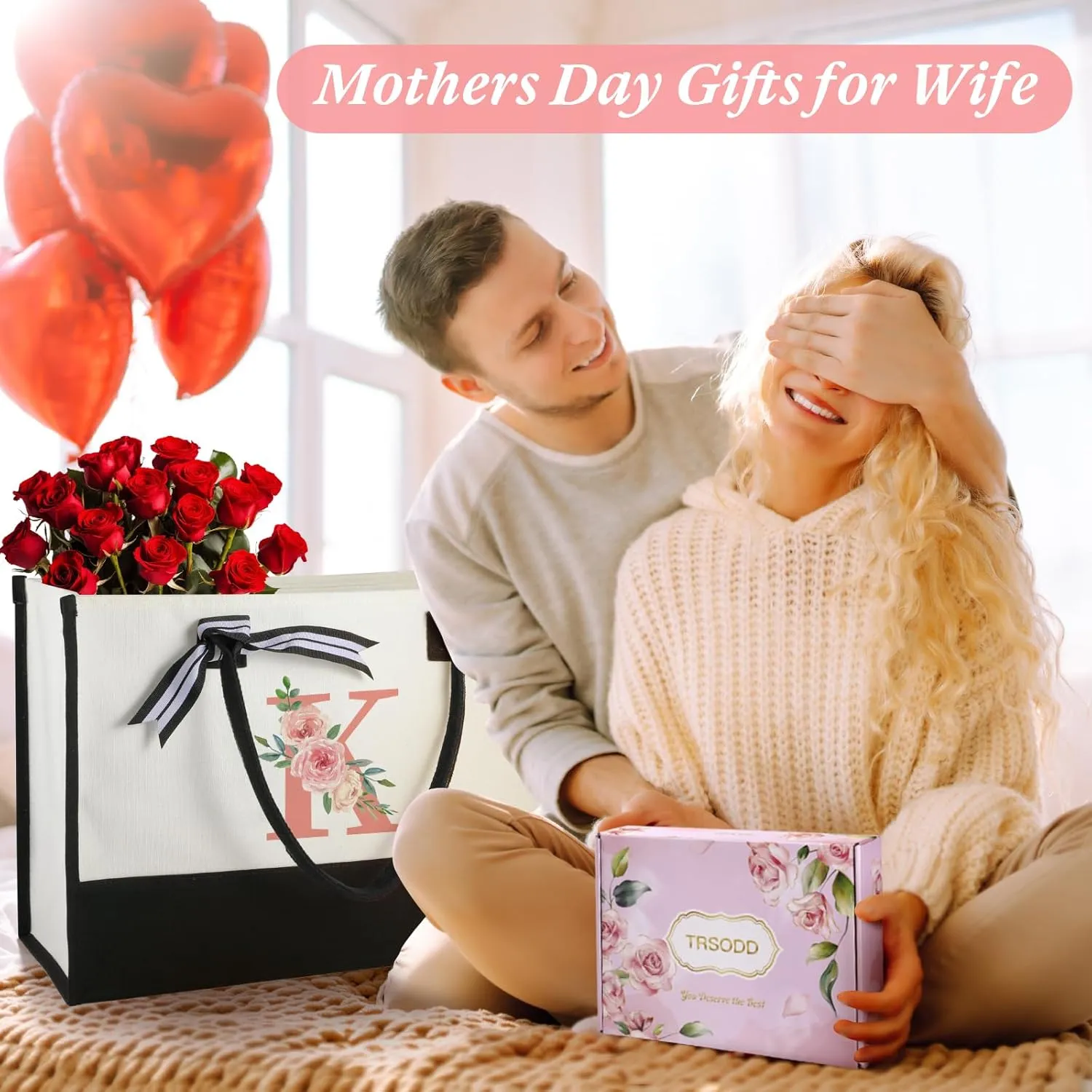 TRSODD Birthday Gifts for Women Mothers Day Gifts for Mom Wife Grandma Daughter Sister Friends Female Tote Bag and Makeup Bag Set N