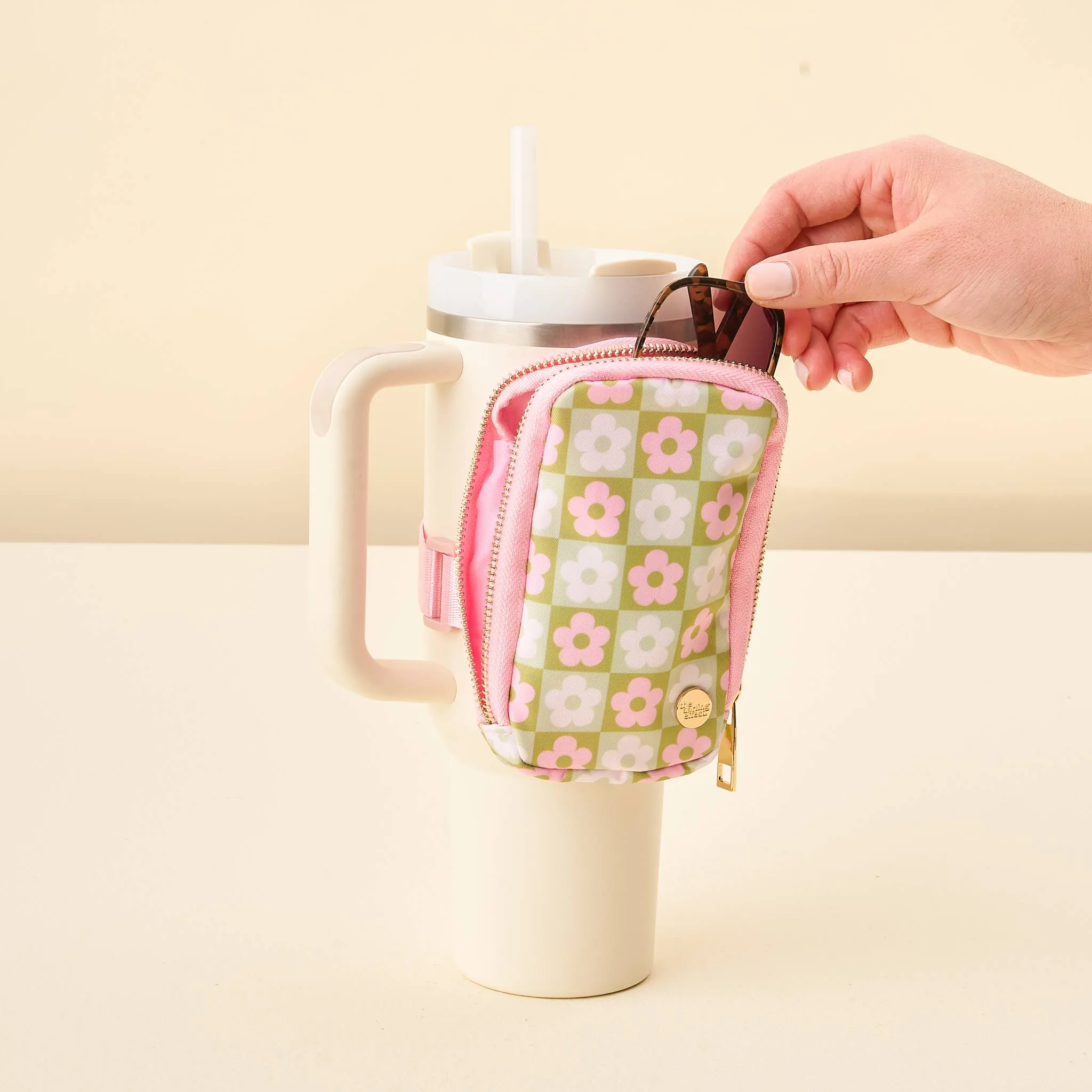 Tumbler Fanny Pack-Flower Check Green