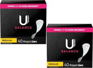 U by Kotex Curves Regular Liners 40 Each (Packs of 2)