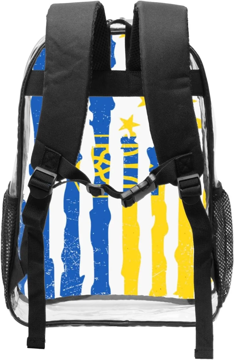 Ukrainian American Flag Ukraine Roots 16 Inch Clear PVC Backpacks Transparent Backpack Multipurpose Double Shoulder Bag for Men Women Gifts