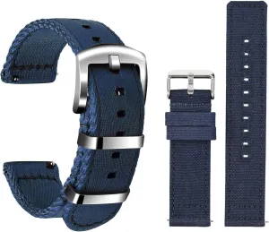 ULLCHRO 2 Packs Nylon Watch Strap & Canvas Watch Band for Men Women Quick Release Replacement Watch Bracelet with Silver Buckle