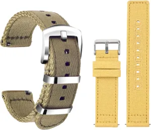 ULLCHRO 2 Packs Nylon Watch Strap & Canvas Watch Band for Men Women Quick Release Replacement Watch Bracelet with Silver Buckle