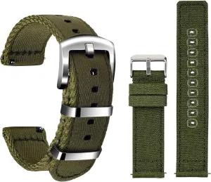 ULLCHRO 2 Packs Nylon Watch Strap & Canvas Watch Band for Men Women Quick Release Replacement Watch Bracelet with Silver Buckle