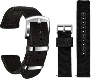 ULLCHRO 2 Packs Nylon Watch Strap & Canvas Watch Band for Men Women Quick Release Replacement Watch Bracelet with Silver Buckle
