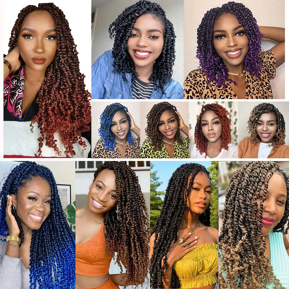 Umylar Passion Twist Crochet Hair 10 Inch 8 Packs Pre-twisted Passion Twist Crochet Hair For Women Pre-looped Short Passion Twist Hair Braids Synthetic Crochet Hair Extension (10 Inch, 1B/blue#)