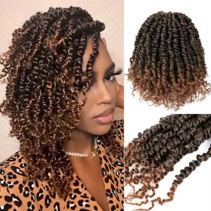 Umylar Passion Twist Hair 10 Inch 8 Packs Pre-twisted Passion Twist Crochet Hair For Women Pre-looped Short Passion Twist Bohemian Braids Synthetic Crochet Hair Extension (10 Inch (Pack of 8), 1B/30#)