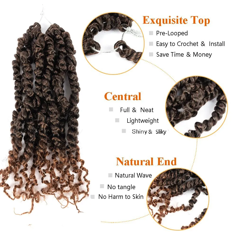 Umylar Passion Twist Hair 10 Inch 8 Packs Pre-twisted Passion Twist Crochet Hair For Women Pre-looped Short Passion Twist Bohemian Braids Synthetic Crochet Hair Extension (10 Inch (Pack of 8), 1B/30#)