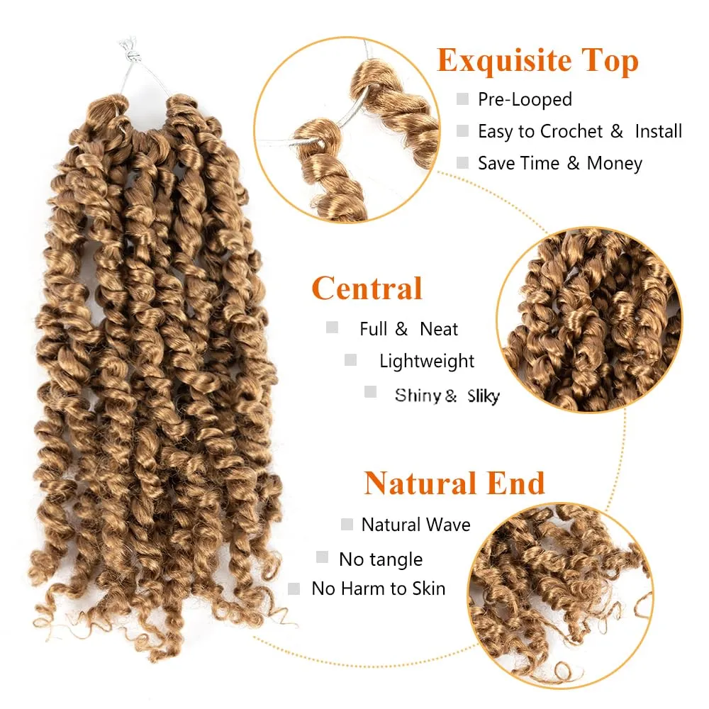 Umylar Passion Twist Hair 10 Inch 8 Packs Pre-twisted Passion Twist Crochet Hair For Women Pre-looped Short Passion Twist Bohemian Braids Synthetic Hair Extension (10 Inch (Pack of 8), 27#)