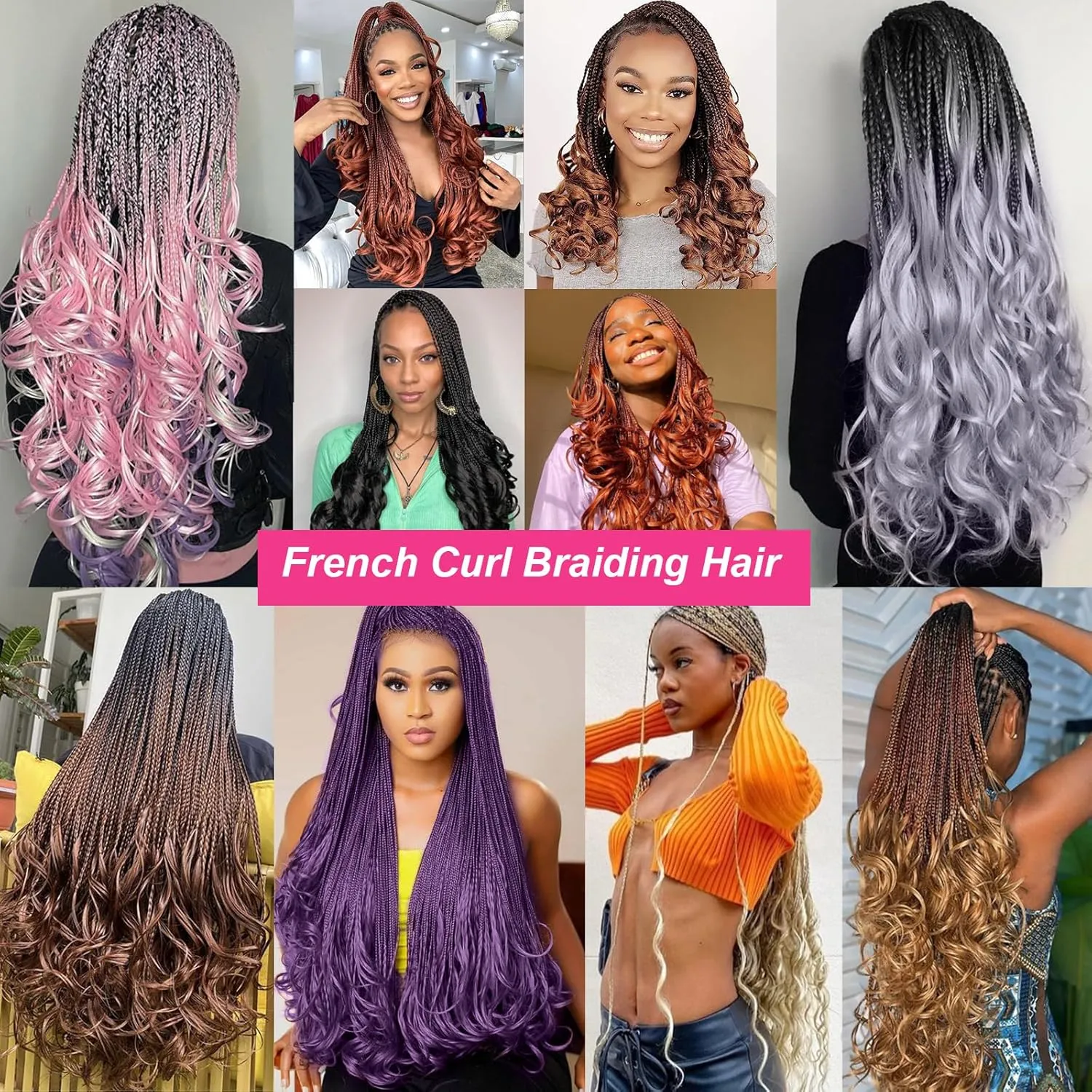 Unionbeauty 30Inch French Curly Braiding Hair 8 Pack Bouncy wave Curly Braiding Hair for Box Braids Pre Stretched French Curl Braids EZ Braids Brown Crochet Hair Synthetic Braiding Hair Extensions 30#
