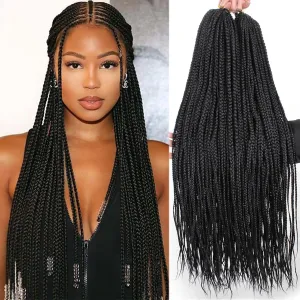 Unionbeauty 8 Packs Box Braids Crochet Hair 18 Inch Pre-looped Medium knotless Goddess Box Braids Crochet Hair for Black Woman Synthetic Braiding Hair Extension144 Strands/lot 1B#