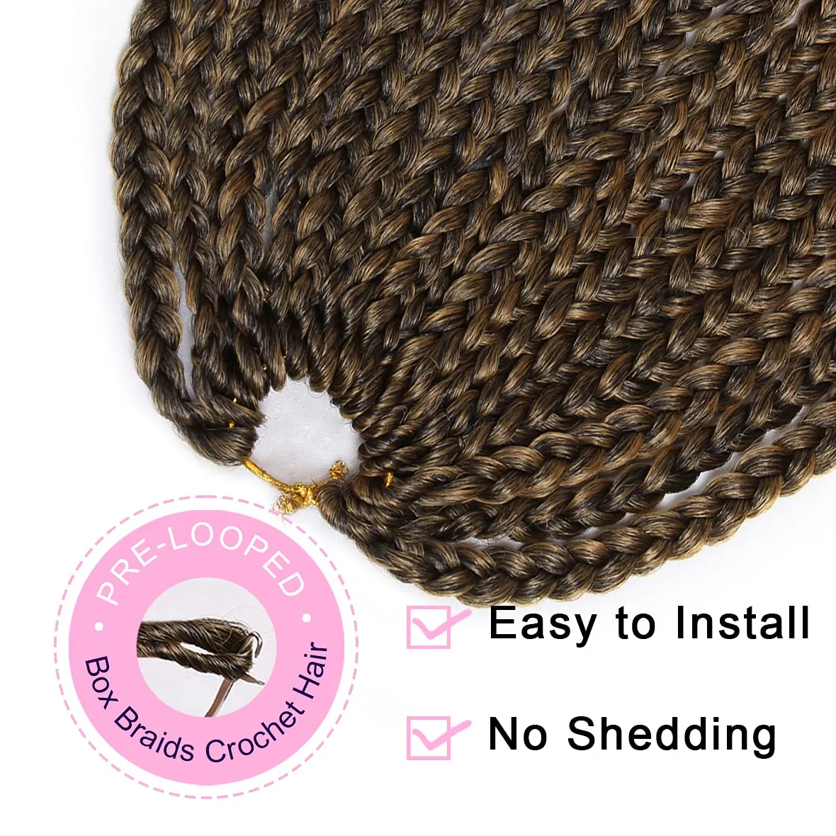 Unionbeauty 8 Packs Box Braids Crochet Hair 30 Inch Medium Ombre Knotless Goddess Braids Hair for Black Woman Pre-Looped Synthetic Braiding Hair Extension T27#