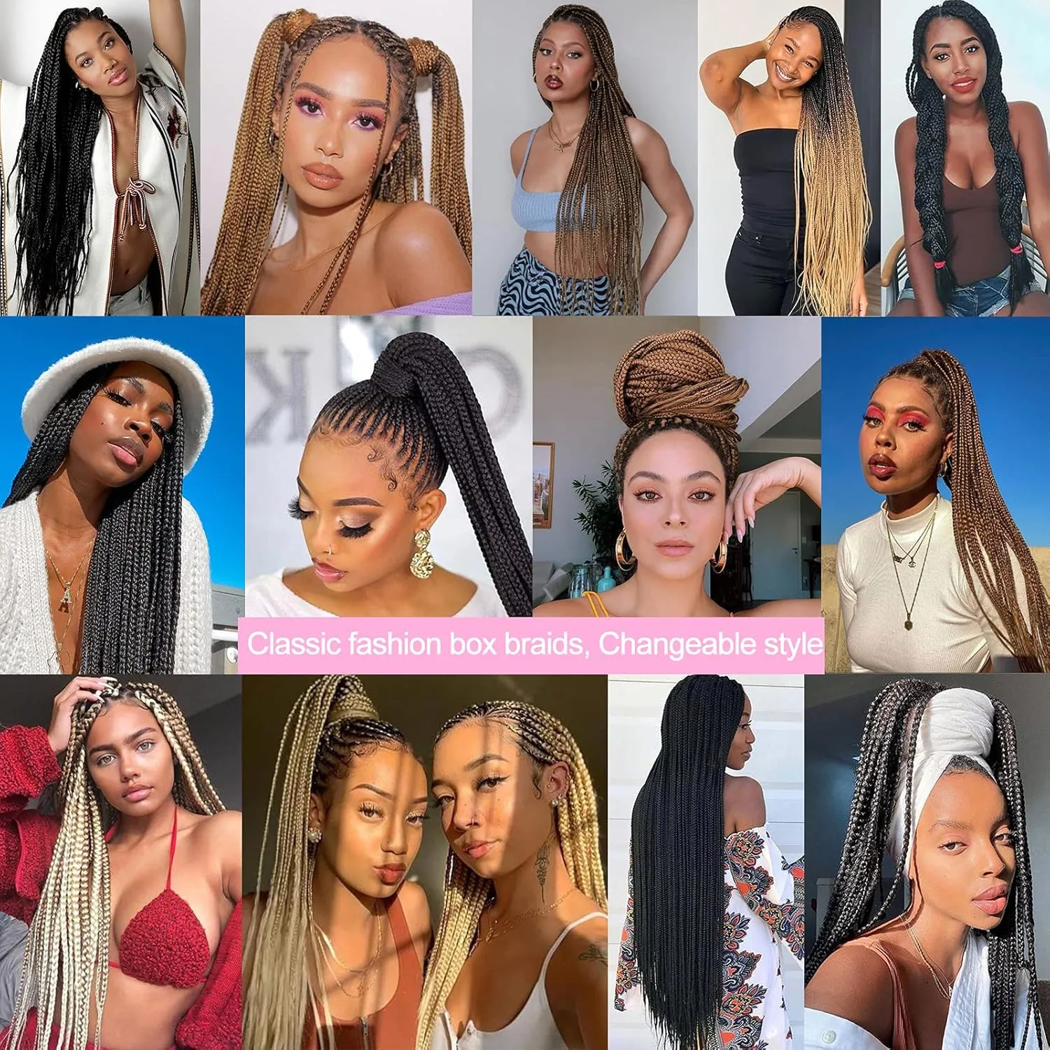 Unionbeauty 8 Packs Box Braids Crochet Hair 30 Inch Medium Ombre Knotless Goddess Braids Hair for Black Woman Pre-Looped Synthetic Braiding Hair Extension T27#