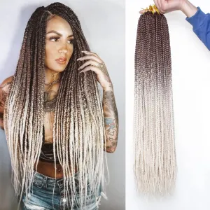 Unionbeauty 8 Packs Ombre Box Braids Crochet Hair Pre-looped Goddess Box Braids Crochet Hair 18 Inch Blonde Brown Knotless Box Braids Hair for Black Woman Synthetic Braiding Hair Extension 4/60#