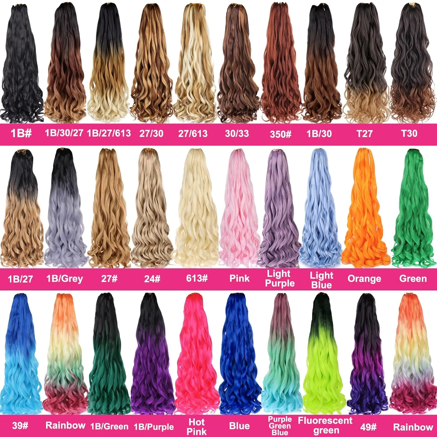 Unionbeauty French Curl Braiding Hair 12 Inch for Boho Box Braids Crochet Hair 8 Packs Pre-curled French Curls Pre Stretched Body Wave Crochet Braids Synthetic Hair Extension for Black Woman 1B/30/27#