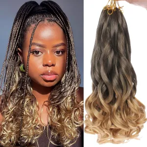 Unionbeauty French Curl Braiding Hair 14 Inch Short Bob French Curls Braids Pre Stretched Body Wave Crochet Braid for Goddess Box Braids Synthetic Curly Braiding Hair for Woman T27#