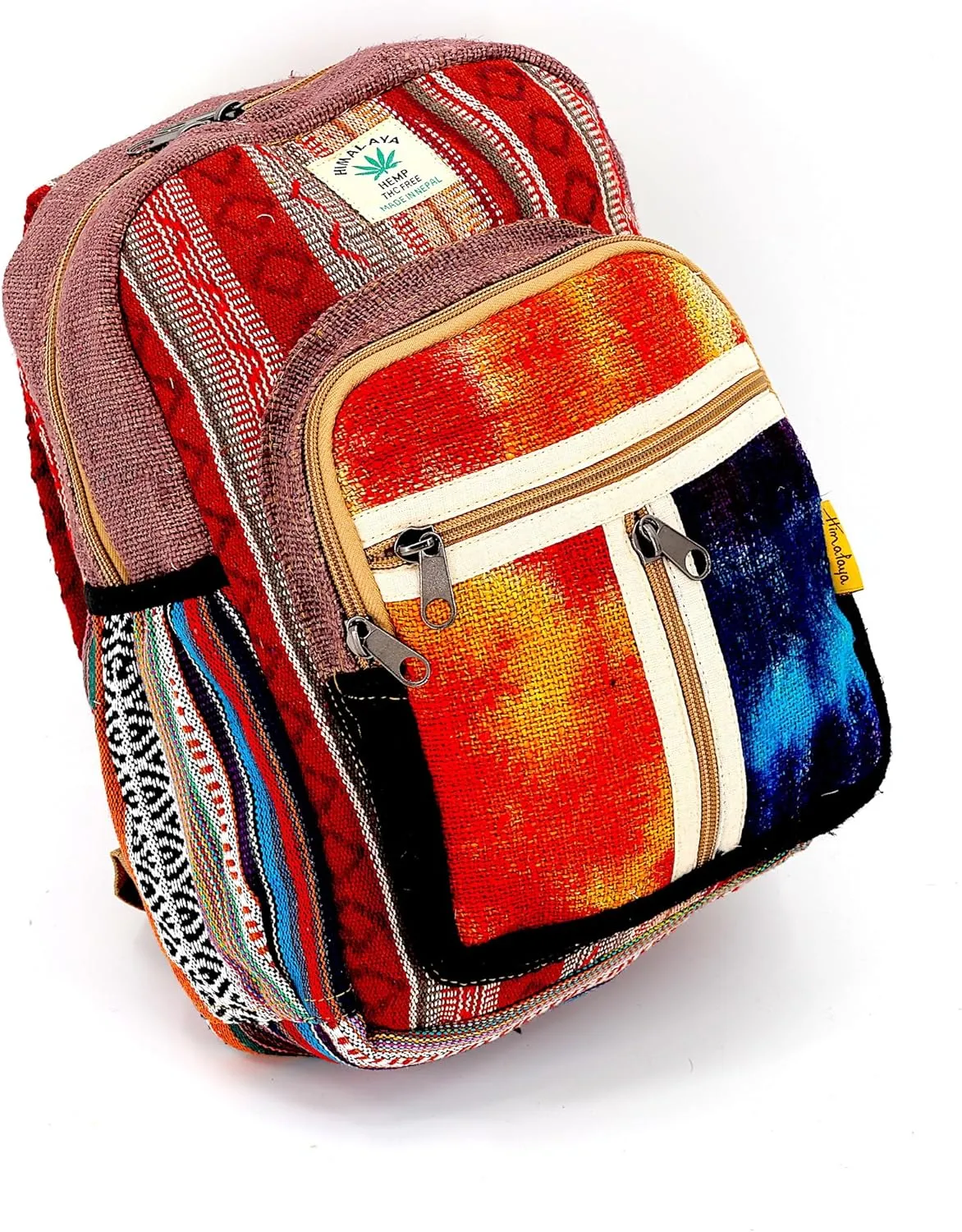 Unique design Himalaya Hemp Tie Dye Hippie Backpack Festival Backpack Hiking Backpack FAIR TRADE Handmade with Love. (BROWN), Small, HCHKB - 27