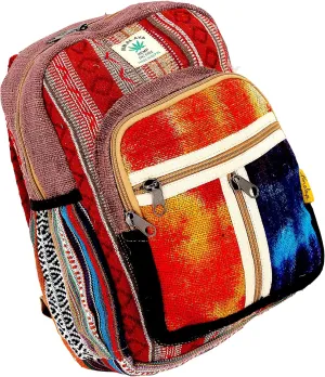 Unique design Himalaya Hemp Tie Dye Hippie Backpack Festival Backpack Hiking Backpack FAIR TRADE Handmade with Love. (BROWN), Small, HCHKB - 27