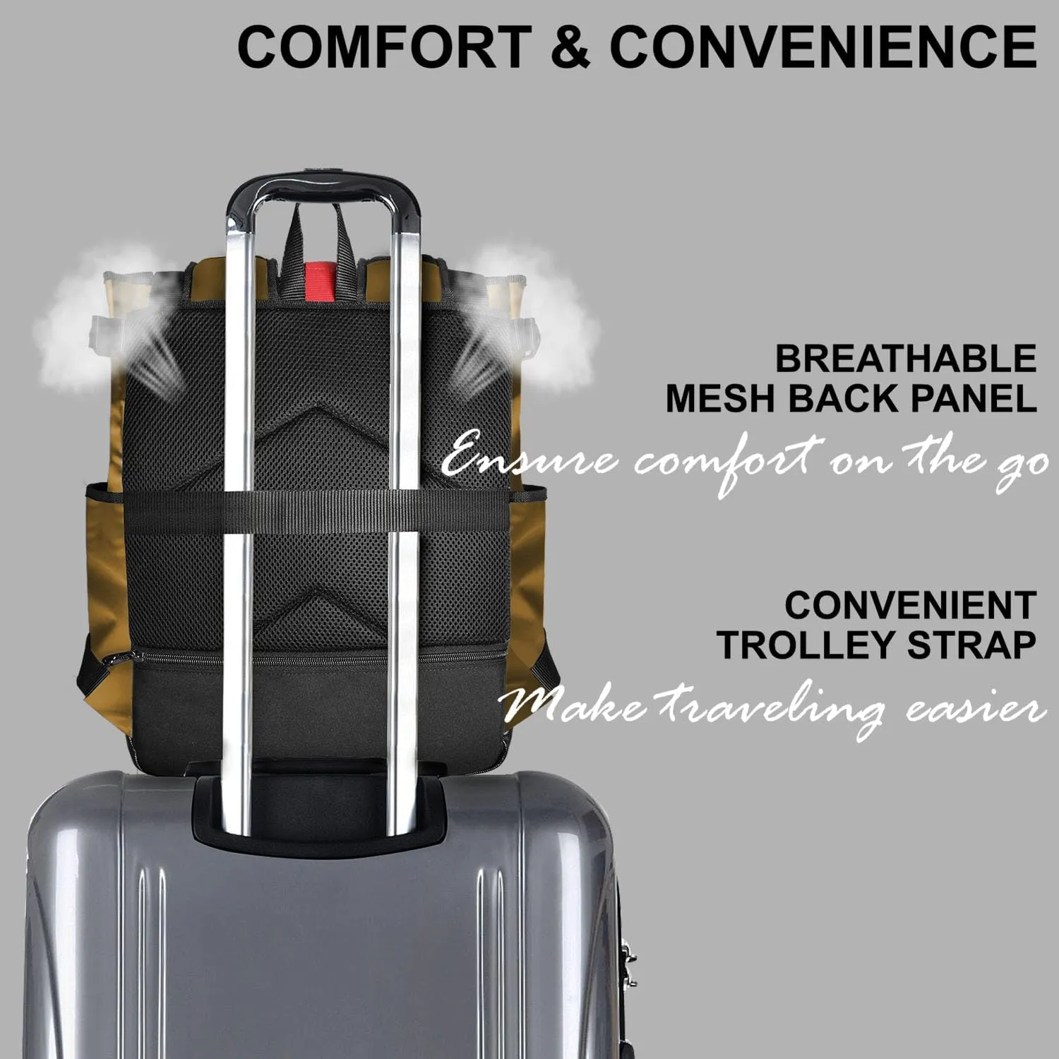 Unisex Laptop Tote Backpack Convertible Lightweight Nylon Water-Resistant Everyday Shoulder Tote bag Backpack with Water Bottle Pocket Work Travel, Khaki