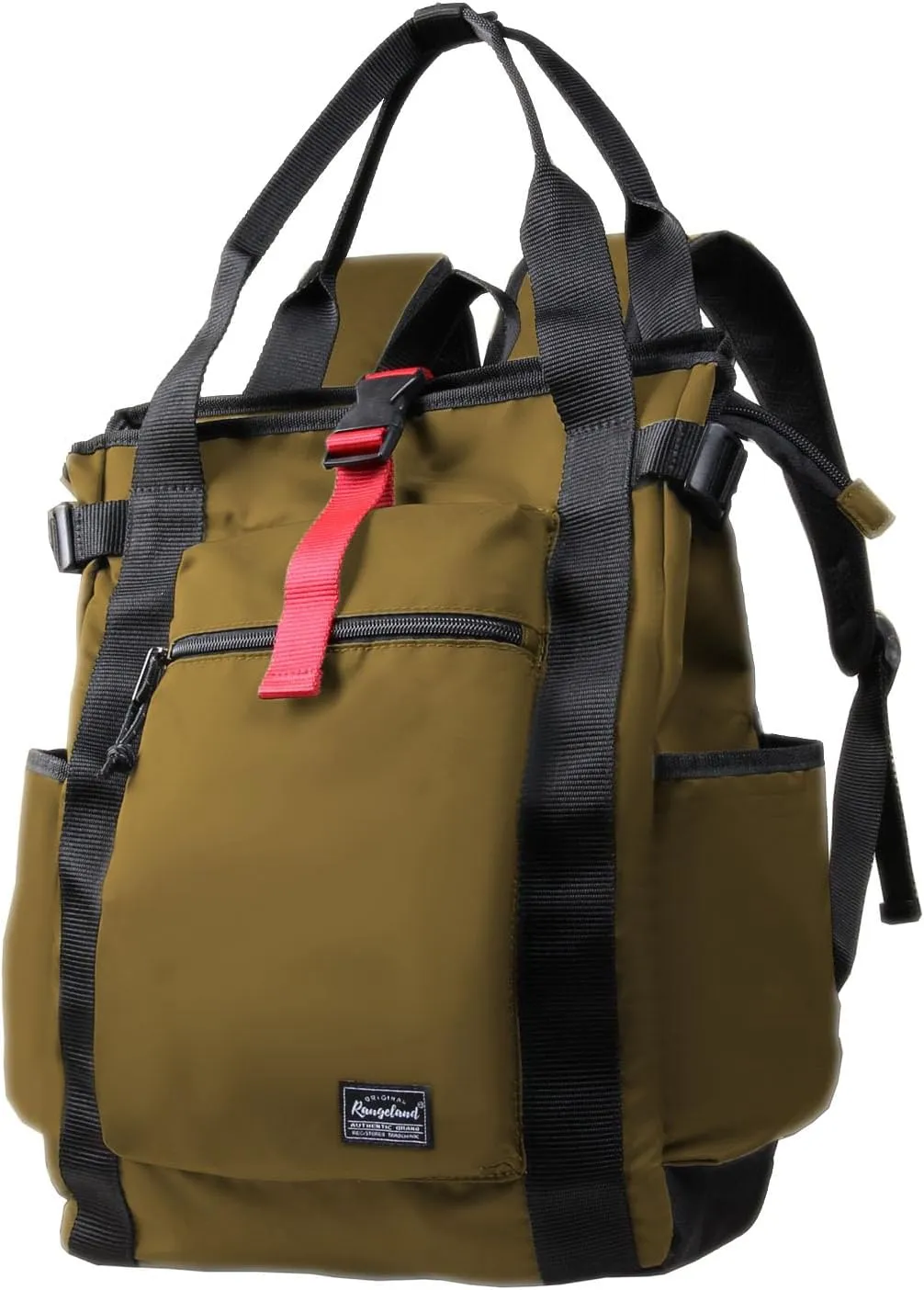 Unisex Laptop Tote Backpack Convertible Lightweight Nylon Water-Resistant Everyday Shoulder Tote bag Backpack with Water Bottle Pocket Work Travel, Khaki