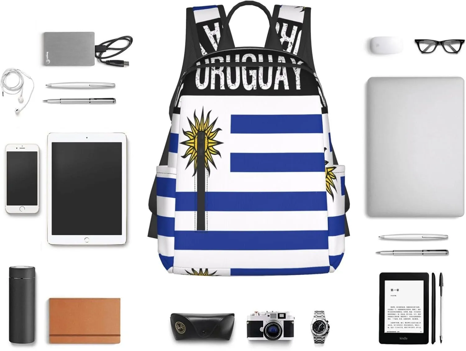Uruguay Uruguayan Flag Casual Laptop Backpack Travel Rucksack Sports Daypack Adjustable Strap Bags with Multi-Pockets for Working Running Camping