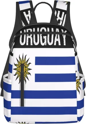 Uruguay Uruguayan Flag Casual Laptop Backpack Travel Rucksack Sports Daypack Adjustable Strap Bags with Multi-Pockets for Working Running Camping