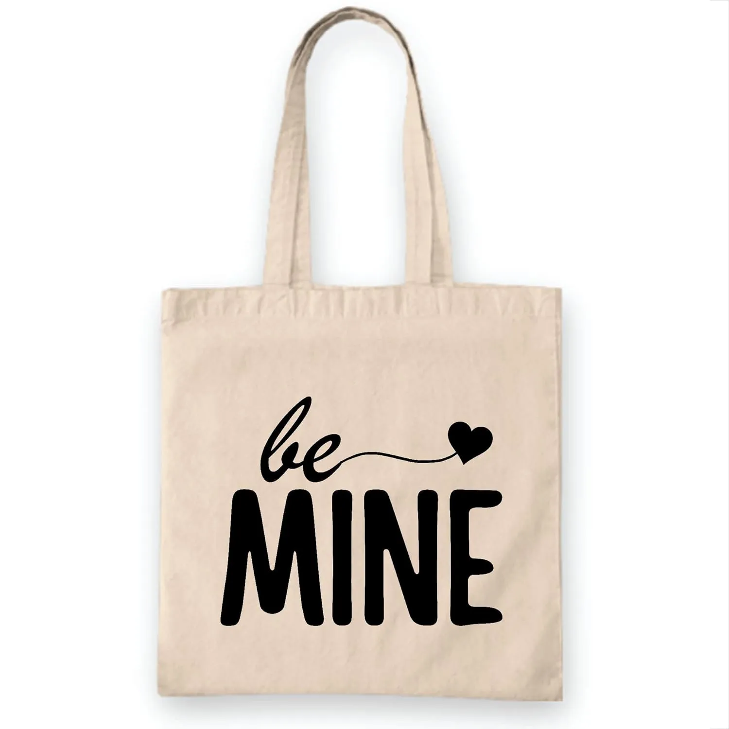 Valentine Gift Ideas Women Be Mine Heart Cute Crewneck White Multicolor Canvas Tote Bag