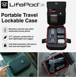 VAULTEK LifePod Secure Waterproof Travel Case Rugged Electronic Lock Box Travel Organizer Portable Handgun Case with Backlit Keypad (Titanium Gray) (Biometric)