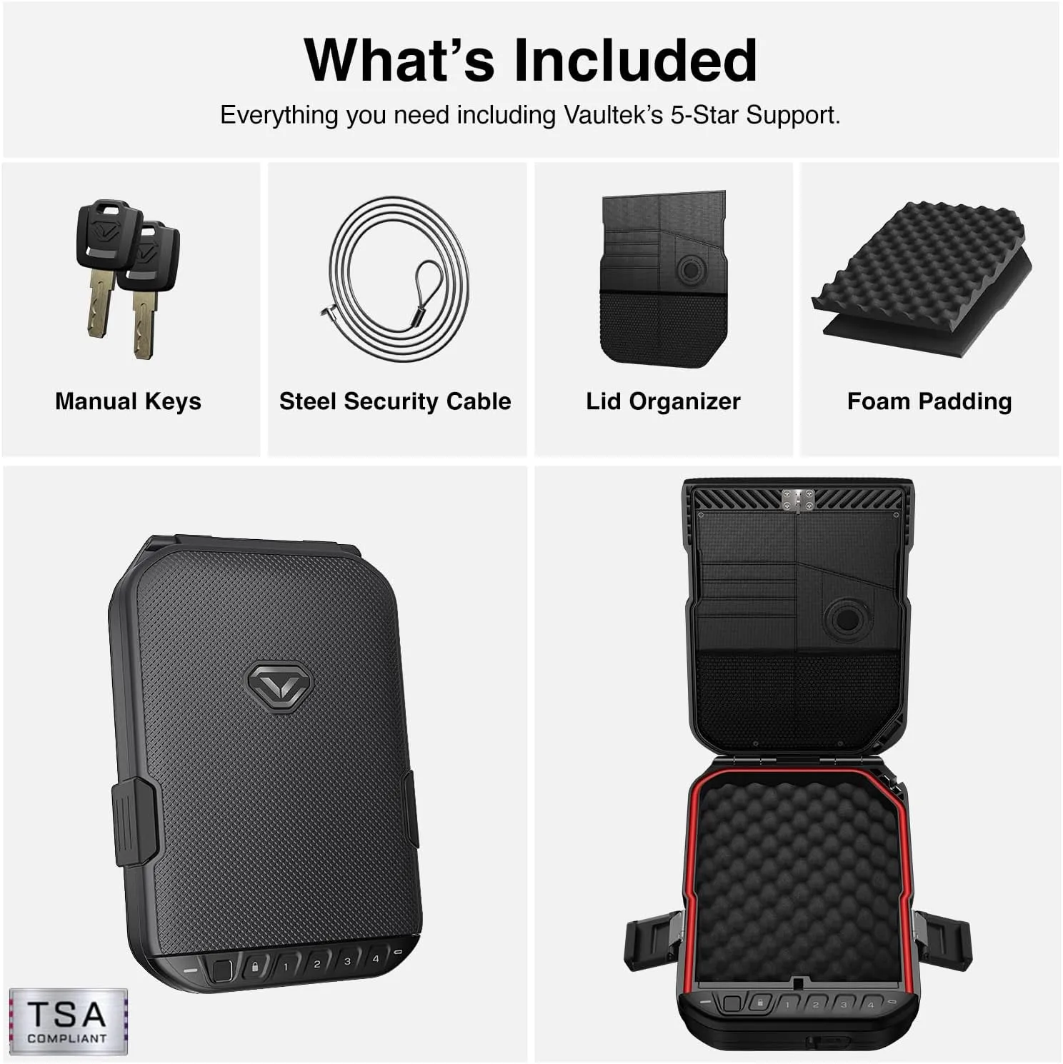 VAULTEK LifePod Secure Waterproof Travel Case Rugged Electronic Lock Box Travel Organizer Portable Handgun Case with Backlit Keypad (Titanium Gray) (Biometric)