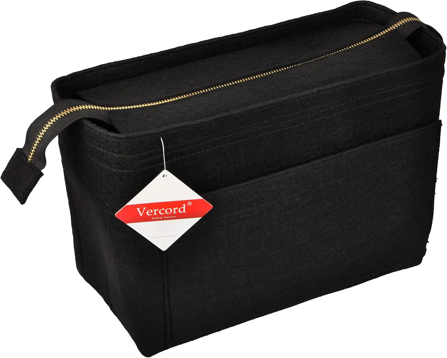 Vercord Felt Zipper Handbag Tote Purse Duffel Backpack Organizer Insert Black Large