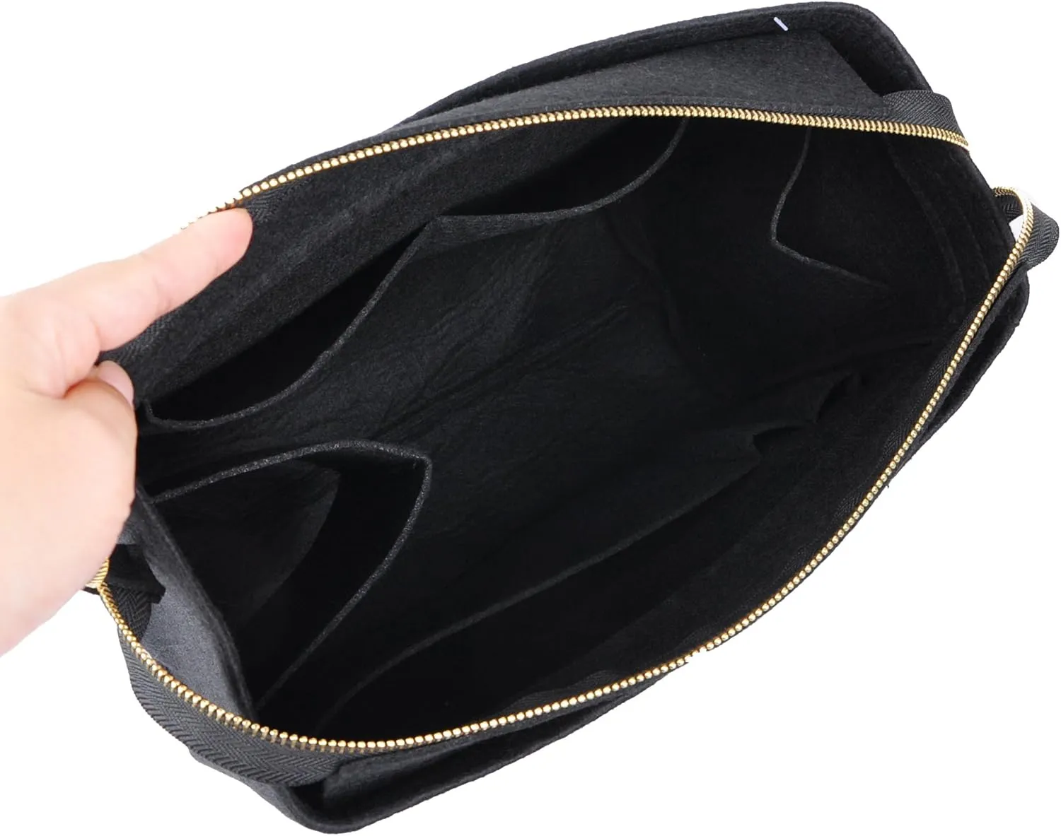 Vercord Felt Zipper Handbag Tote Purse Duffel Backpack Organizer Insert Black Large