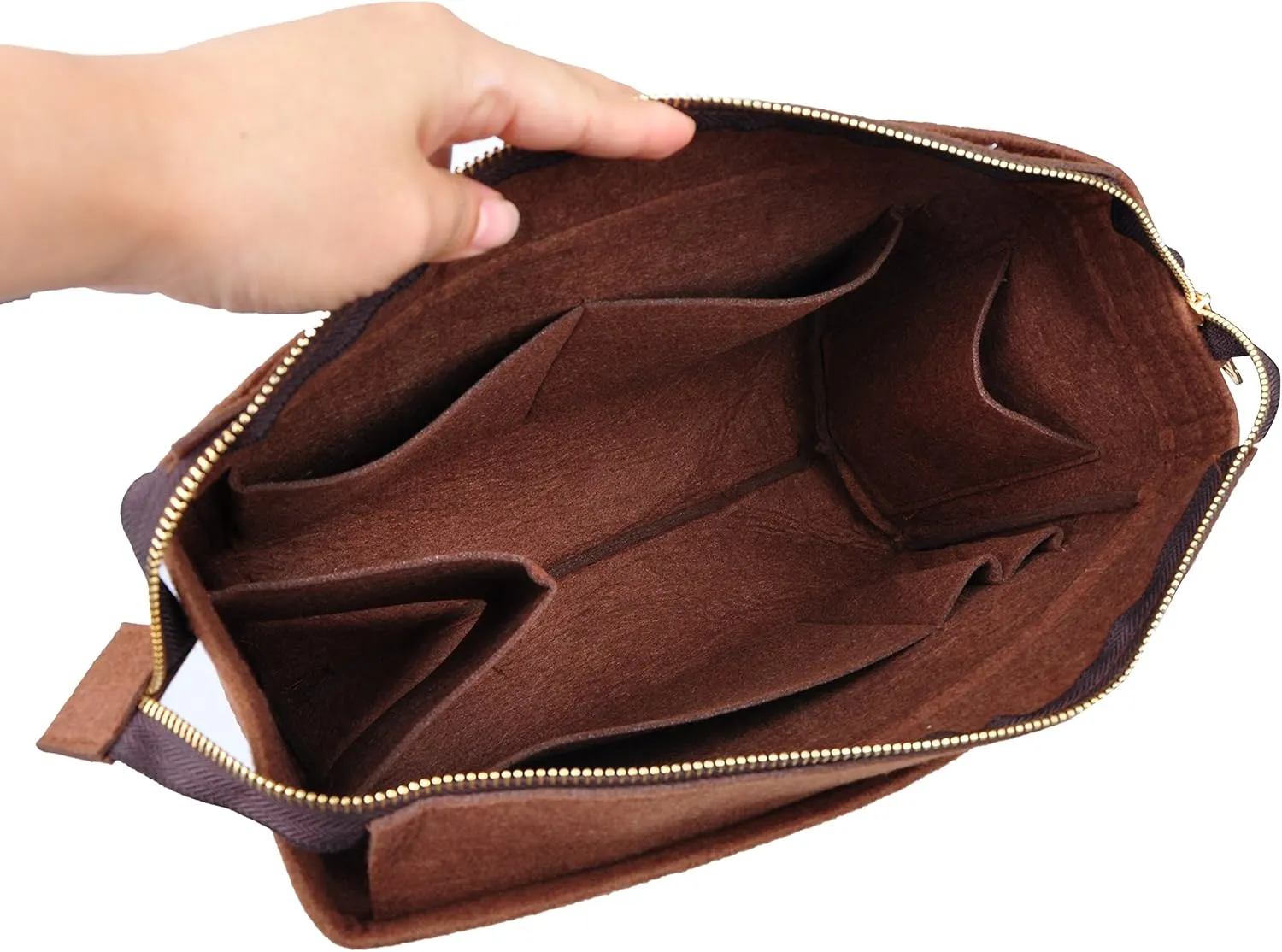 Vercord Felt Zipper Handbag Tote Purse Duffel Backpack Organizer Insert Coffee Large