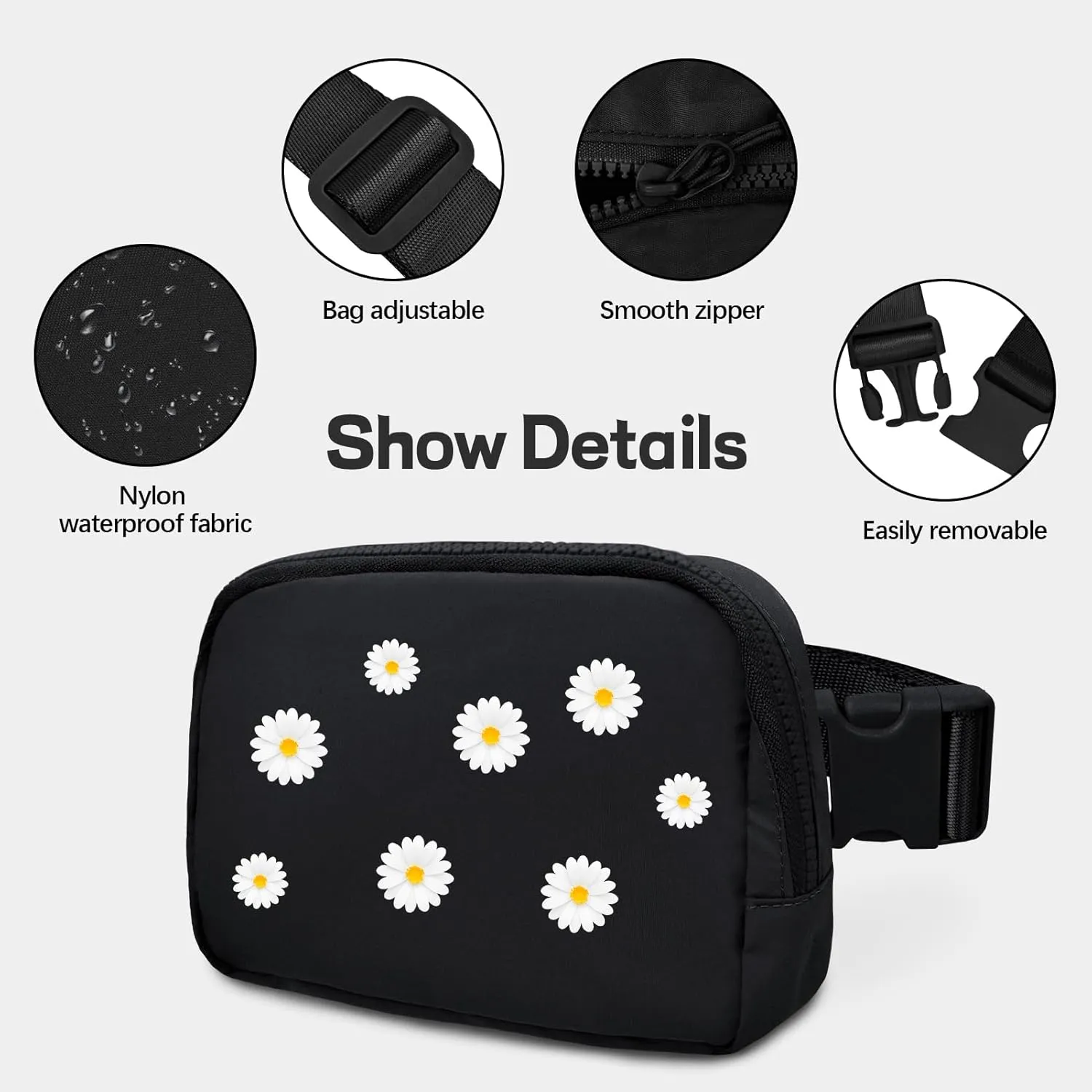 viewm Belt Bag for Women, Waterproof Fanny Packs for Women Men Fanny Pack Crossbody Bags for Women with Adjustable Strap for Travel Fitness Running Hiking