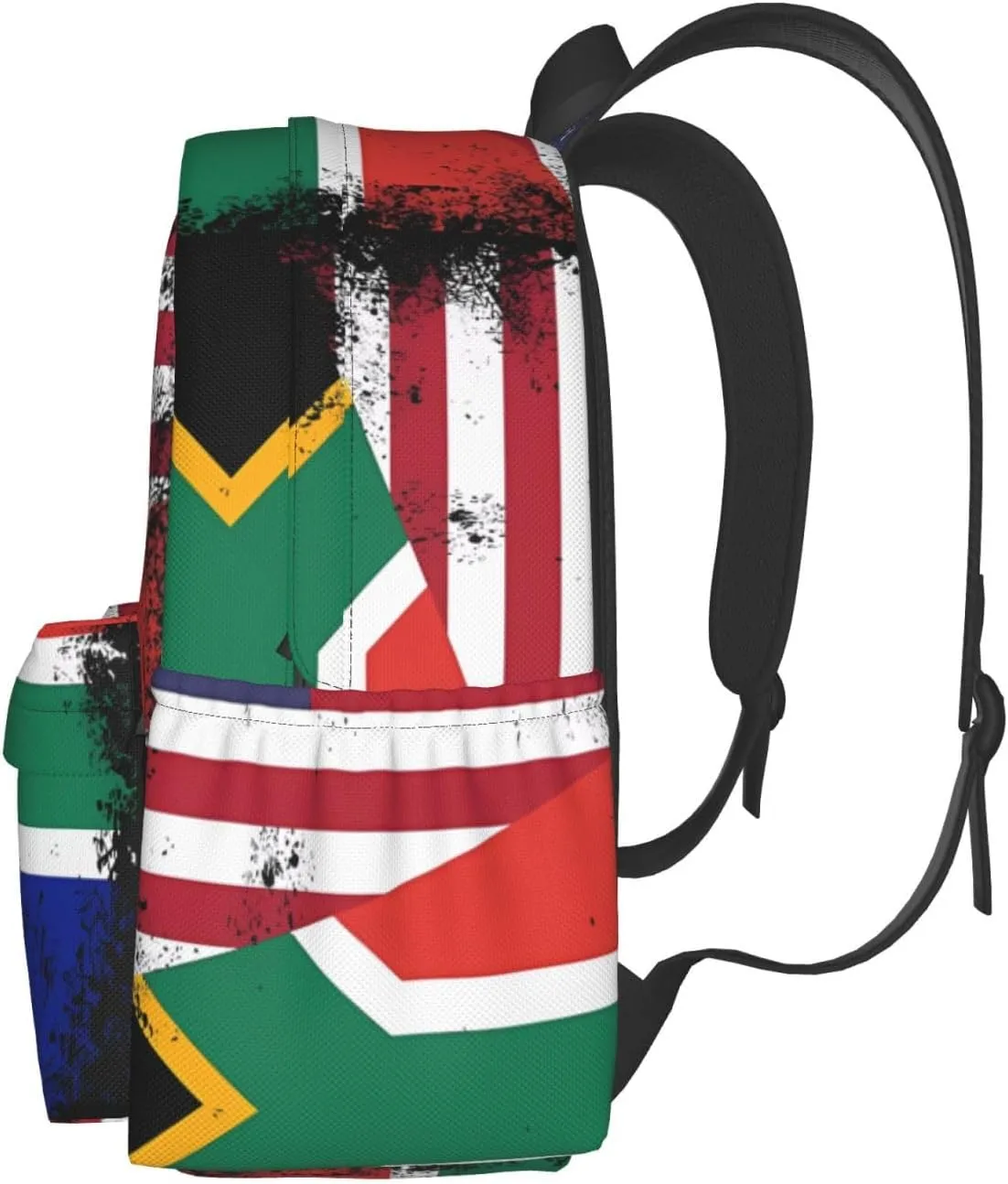 Vintage Half South African American Flag Casual Backpack Large Capacity Travel Backpacks Laptop Daypack Commuter Rucksack Adjustable Strap Sports Bags for Hiking Biking