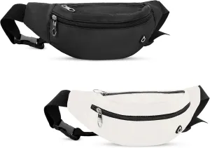 Viqueen Fashion Fanny Packs For Men and Women Foldie Crossbody Bag with Zipper and Pockets Water Resistant,Hands Free Phone Carrying Black Beige