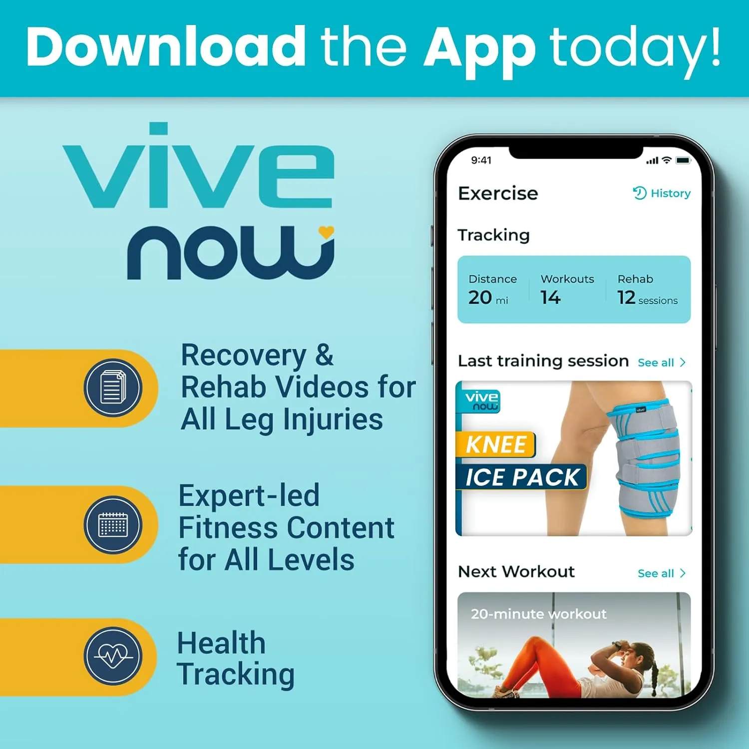 Vive Knee Ice Pack Wrap - Cold/Hot Gel Compression Brace - Heat Support Strap for Arthritis Pain, Tendonitis, ACL, Athletic Injury, Osteoarthritis, Women, Men, Running, Meniscus and Patella Surgery