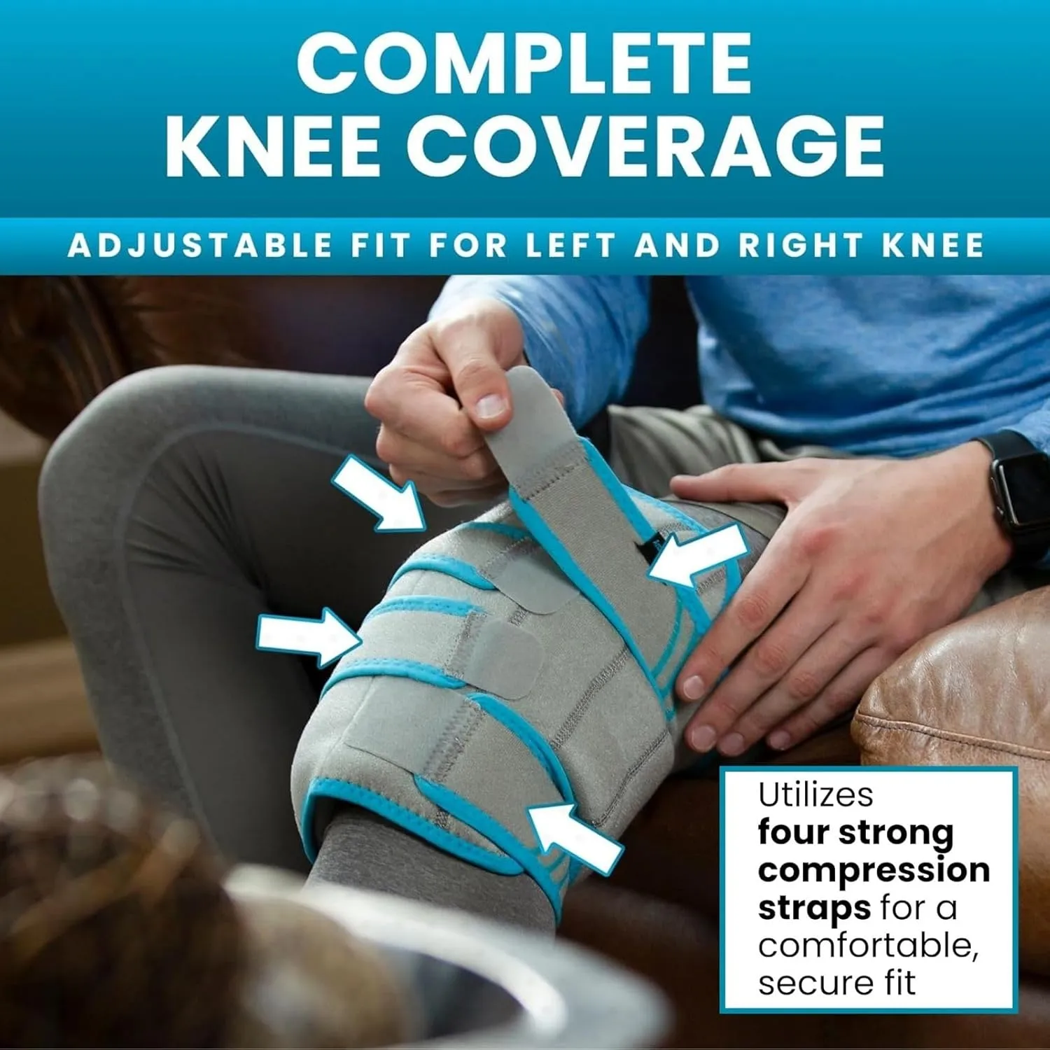 Vive Knee Ice Pack Wrap - Cold/Hot Gel Compression Brace - Heat Support Strap for Arthritis Pain, Tendonitis, ACL, Athletic Injury, Osteoarthritis, Women, Men, Running, Meniscus and Patella Surgery