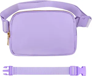 VOROLO Waist Pack for Running Fanny Pack for Women and Men Crossbody Belt Bag Bum Bag with Adjustable Strap for Sports Light Purple with Rope