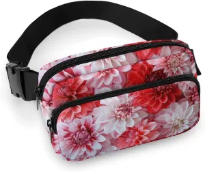 Waist Bag Crossbody Bag with Multiple Pockets with Adjustable Strap Travel Vibrant Blooming Flowers Printed Chest Bag Fanny Pack for Men Women for Sports