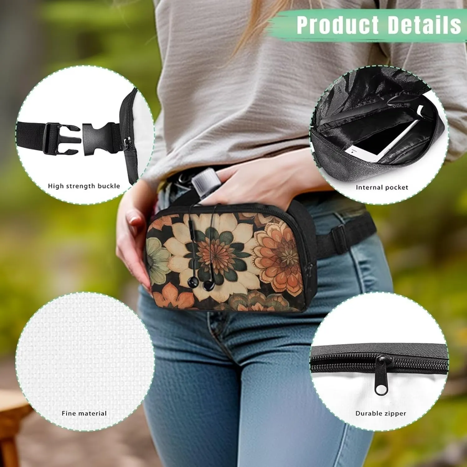 Waist Bag for Women Fashionable Orange Mandala Art Fanny Pack Large Chest Bag with Adjustable Strap for Walking Running Hiking Travel Lightweight Fanny Packs Purses