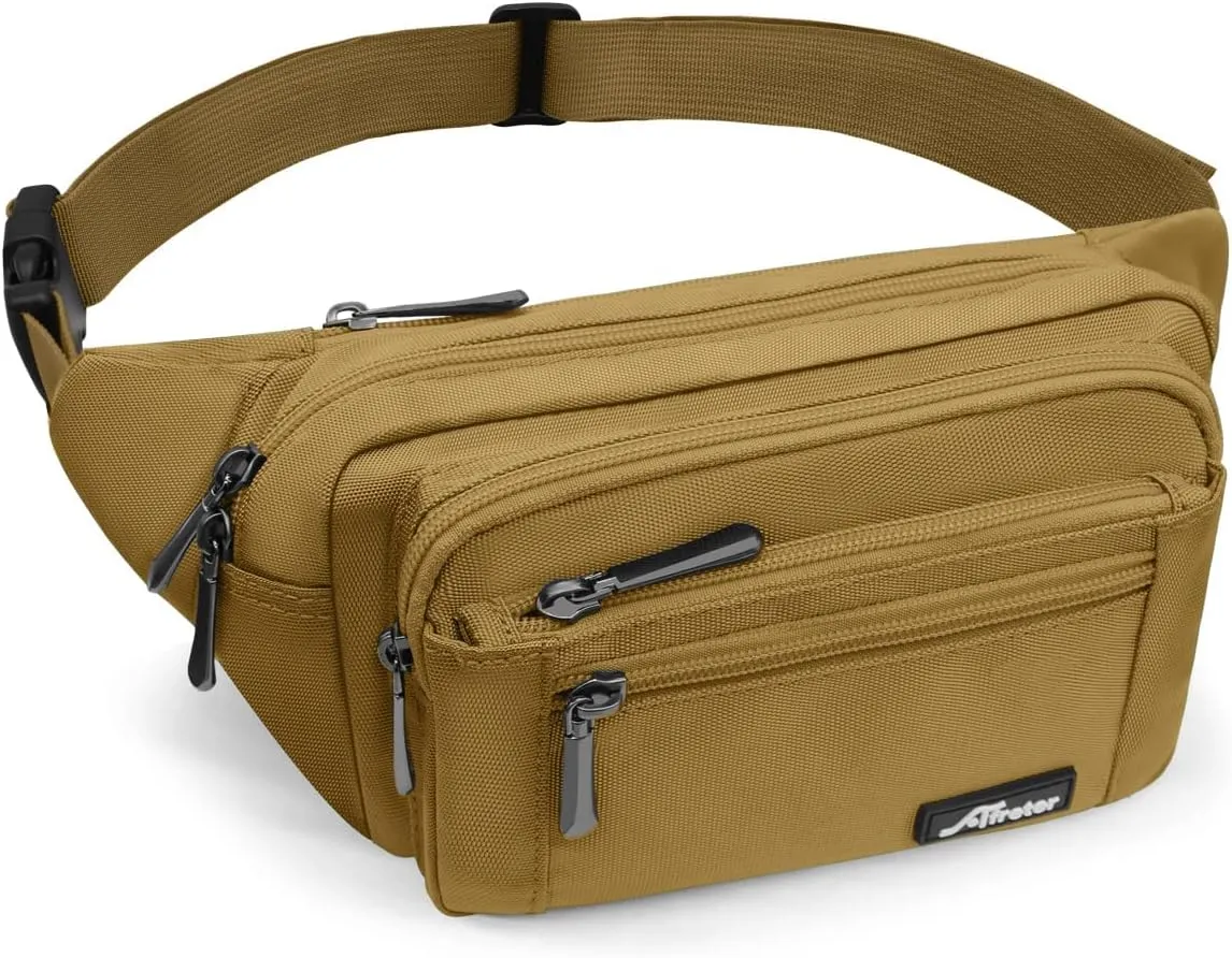 Waist Pack Bag Fanny Pack for Men&Women Hip Bum Bag with Adjustable Strap for Outdoors Workout Traveling Casual Running Hiking Cycling (Khaki)