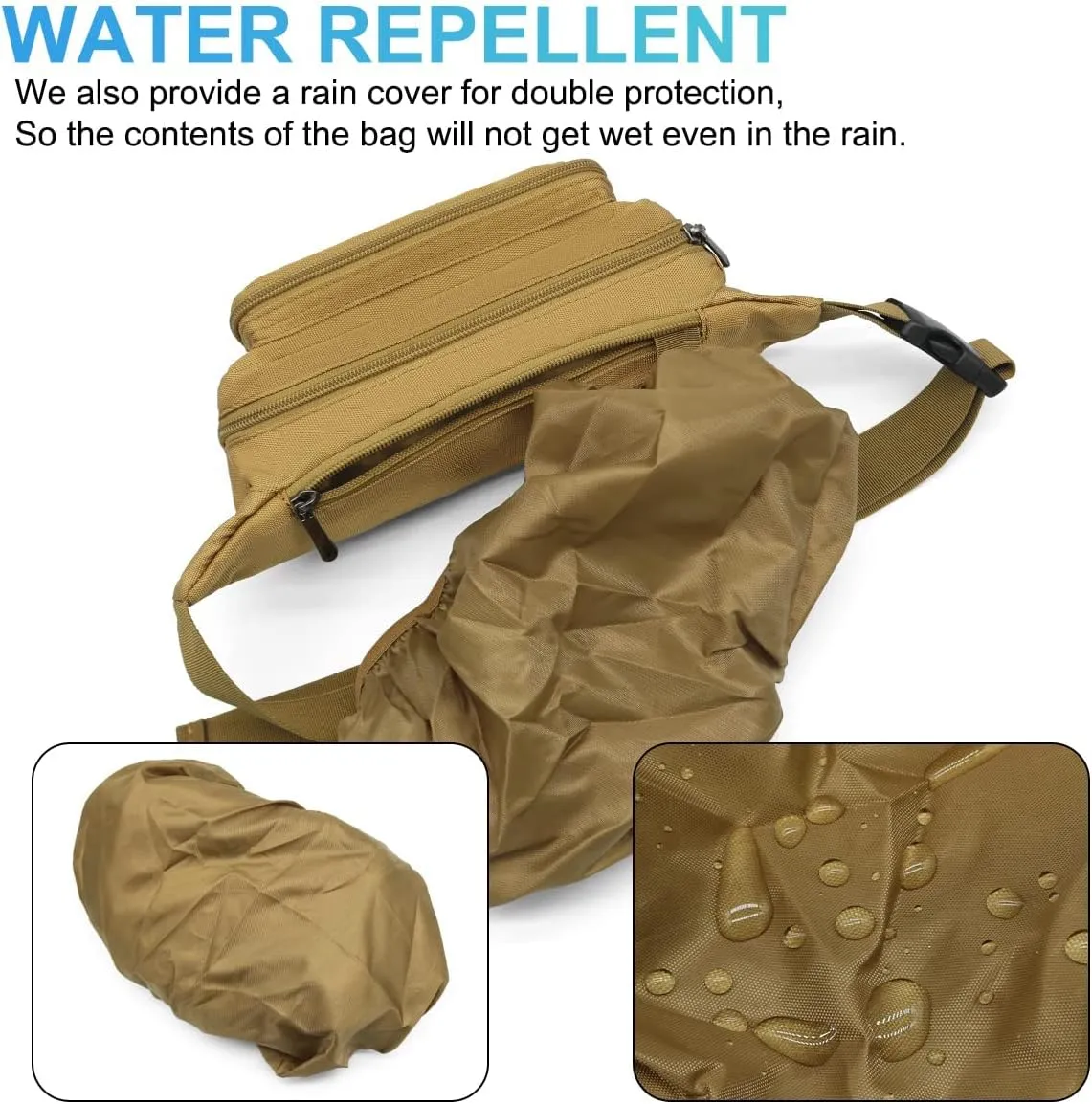 Waist Pack Bag Fanny Pack for Men&Women Hip Bum Bag with Adjustable Strap for Outdoors Workout Traveling Casual Running Hiking Cycling (Khaki)