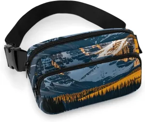 Waist Pack for Women Crossbody Rocky Mountain RangeBelt Bag Zipper Pockets Adjustable Strap Waist Wallet Hip Pack for Traveling Cycling Running Hiking