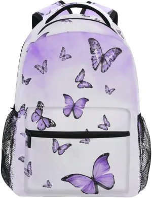 Wamika Purple Butterfly Backpack for Girls Cute Kawaii Kids School Backpacks Book Bag Daypack