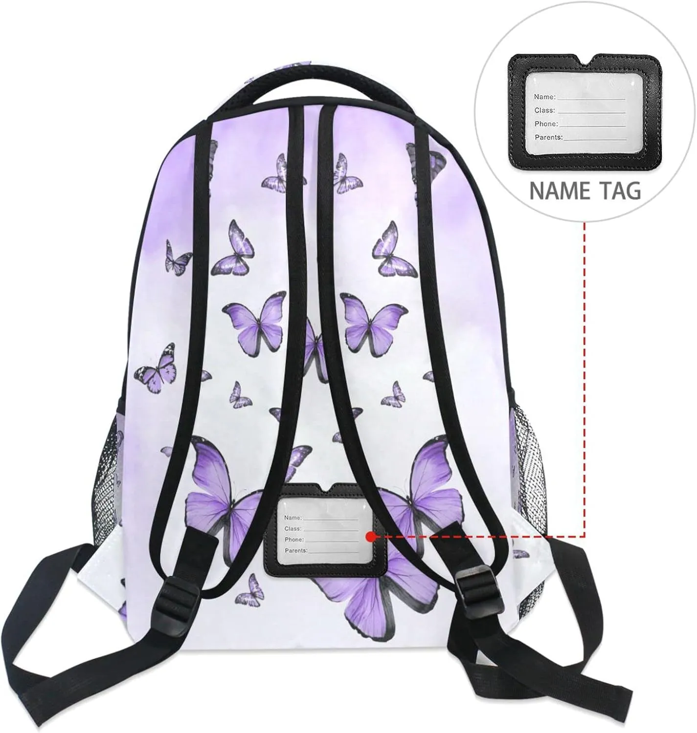 Wamika Purple Butterfly Backpack for Girls Cute Kawaii Kids School Backpacks Book Bag Daypack