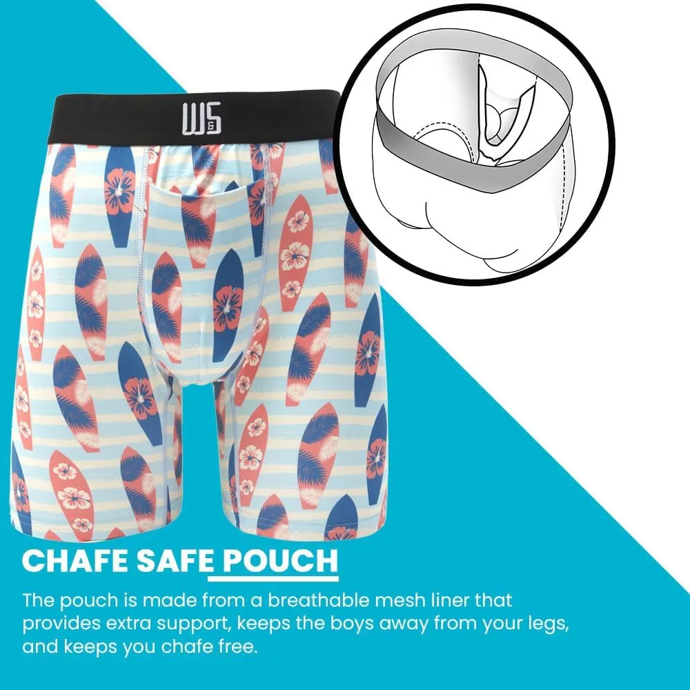 Warriors & Scholars Chafe Safe Pouch 8" Inseam Boxer Briefs For Men With Pouch, Breathable, Soft, Moisture Wicking Underwear